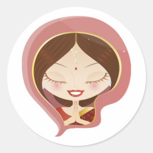 Sticker Rond Prière indienne de femme