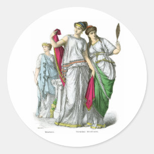 Sticker Rond Priestesse grecque antique et Noble femme