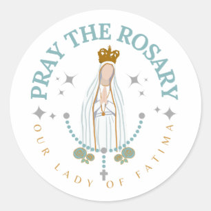 Sticker Rond Priez Le Rosaire Fatima