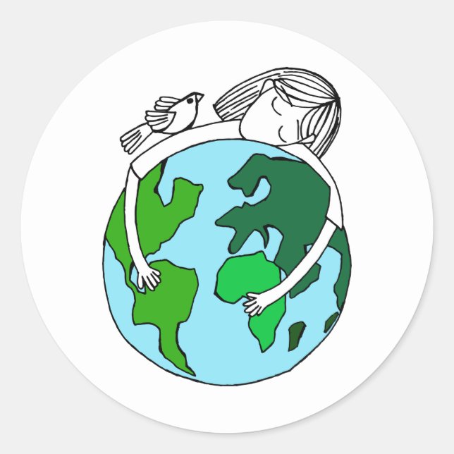 Sticker Rond Priez pour la paix mondiale (Devant)