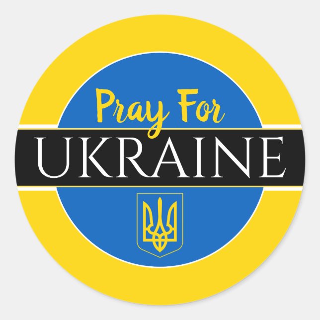 Sticker Rond Priez Pour L'Autocollant Rond Classique Ukraine (Devant)