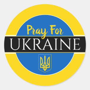Sticker Rond Priez Pour L'Autocollant Rond Classique Ukraine