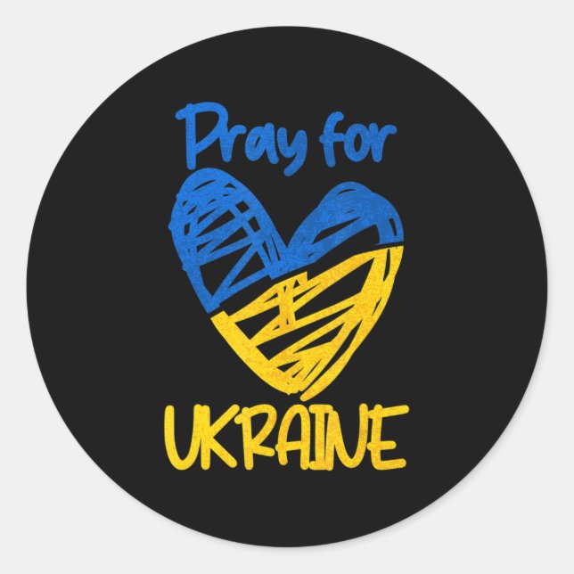 Sticker Rond Priez pour l'Ukraine Restez avec l'Ukraine Soutene (Devant)