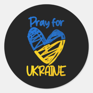 Sticker Rond Priez pour l'Ukraine Restez avec l'Ukraine Soutene