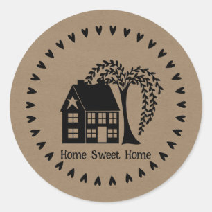 Sticker Rond Prim House Hearts et Tree Home Sweet Home