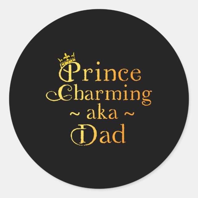 Sticker Rond Prince Charming Papa Chemise Couronne Anniversaire (Devant)