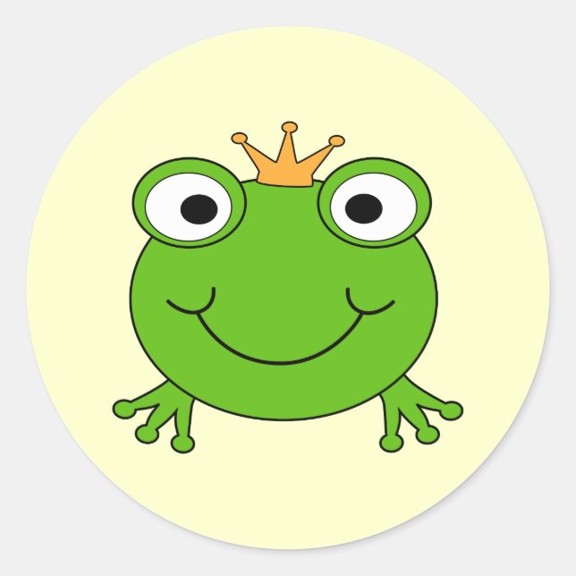 Sticker Rond Prince des grenouilles. Grenouille souriante avec  (Devant)