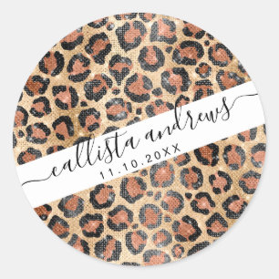 Sticker Rond Prince d'Or noir Brown Leopard