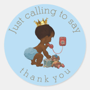 Sticker Rond Prince ethnique sur le baby shower de Merci de