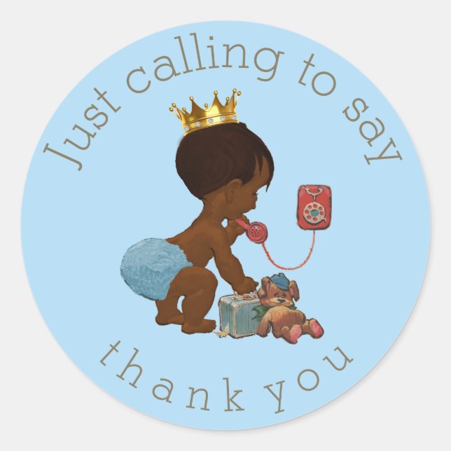 Sticker Rond Prince ethnique sur le Baby shower de Merci téléph (Devant)