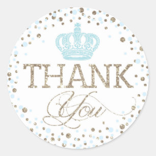 Sticker Rond Prince royal baby shower de couronne bleue