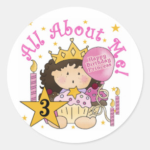 Sticker Rond Princess All About Me 3e Anniversaire Tshirts