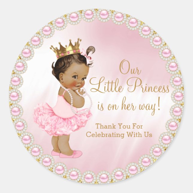 Sticker rond Princess Baby shower Favoriser Classi (Devant)