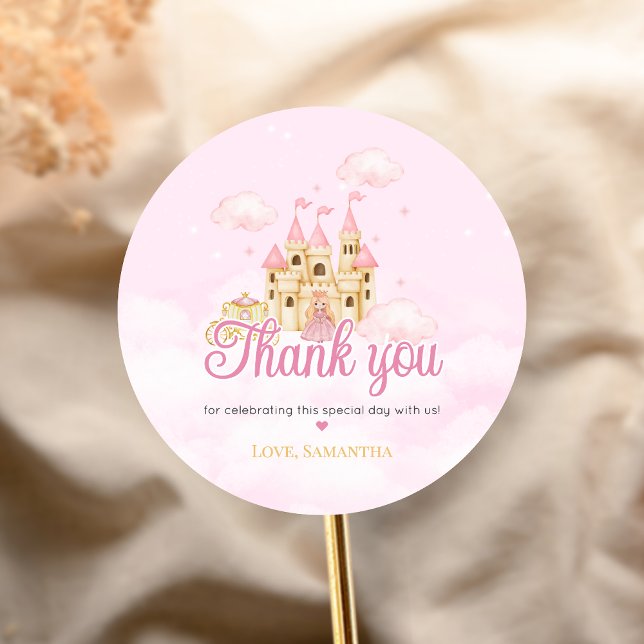 Sticker Rond Princess Birthday (Four Ever Princess Birthday Party Sticker)