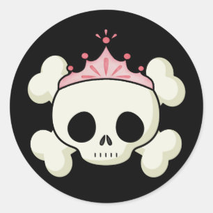 Sticker Rond Princess Skull