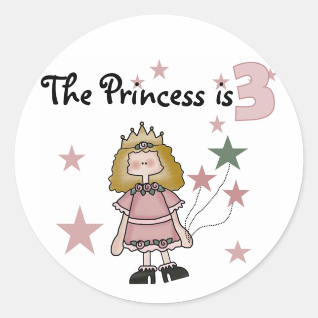 Sticker Rond Princesse 3e Anniversaire Tshirts et cadeaux (Devant)