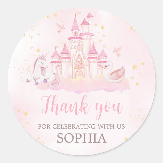 Sticker Rond Princesse 4e fête d'anniversaire (Devant)