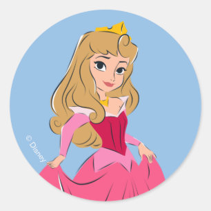 Sticker Rond Princesse Aurora Plutôt en rose