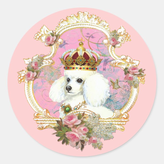 Sticker Rond Princesse aux canicules blanches en rose (Devant)