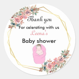 Sticker Rond Princesse Baby shower merci