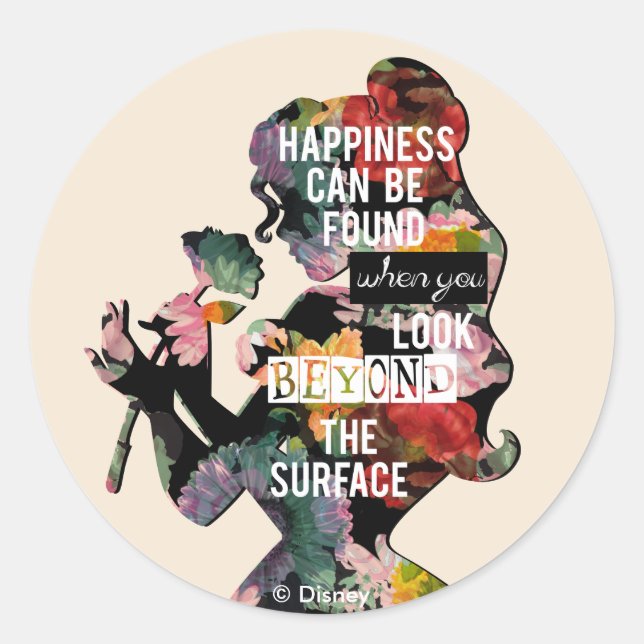 Sticker Rond Princesse | Belle Silhouette Florale (Devant)