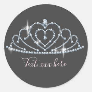 Sticker Rond princesse, couronne, couronne parties scintillant,