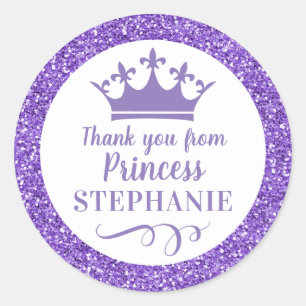 Sticker Rond Princesse Couronne Merci pourpre Favoriser