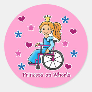 Sticker Rond Princesse de fauteuil roulant