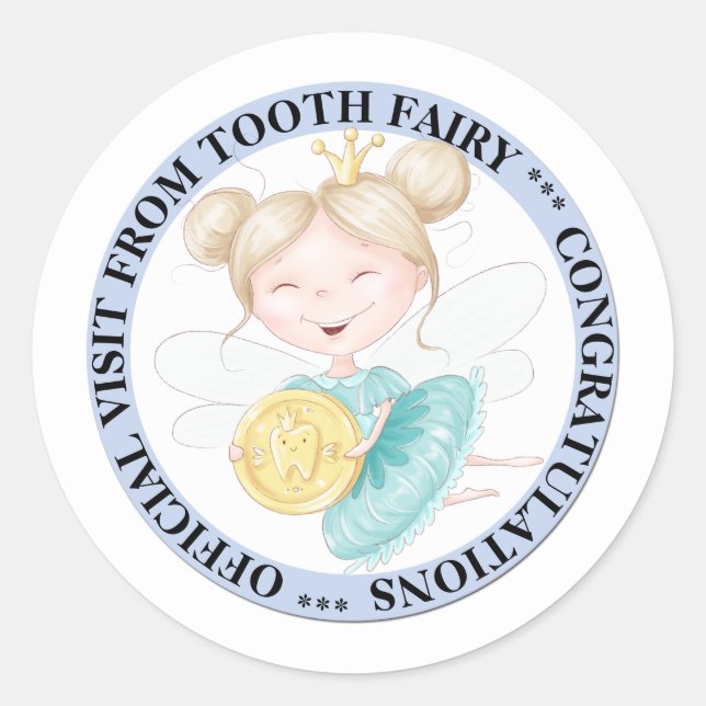 Sticker Rond princesse de fée des dents do-it-yourself textos v (Devant)