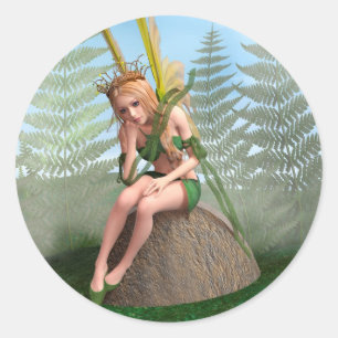 Sticker Rond Princesse de Forêt, Papillon de Fée