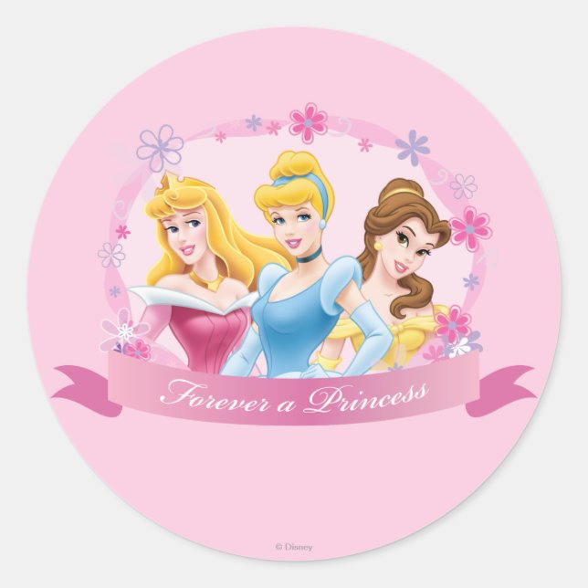 Sticker Rond Princesse Disney | Aurora, Cendrillon et Belle (Devant)
