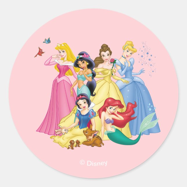 Sticker Rond Princesse Disney | Oiseaux et animaux (Devant)