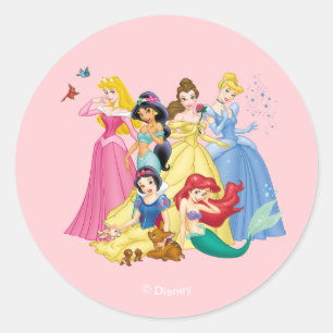 Sticker Rond Princesse Disney   Oiseaux et animaux