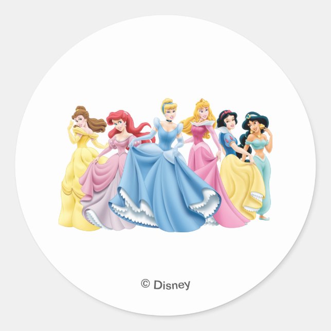 Sticker Rond Princesse Disney | Tenir les robes (Devant)