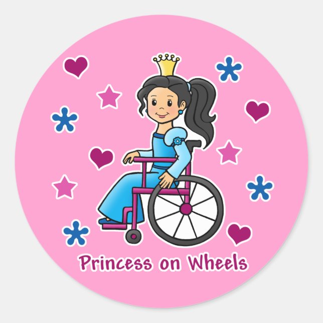 Sticker Rond Princesse en fauteuil roulant (Devant)