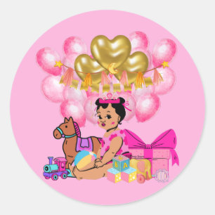 Sticker Rond Princesse en rose