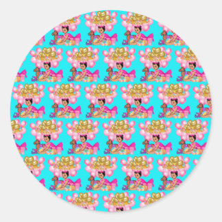 Sticker Rond Princesse en rose