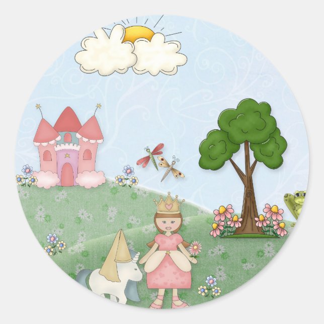 Sticker Rond Princesse et son château (Devant)
