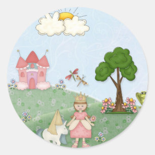 Sticker Rond Princesse et son château