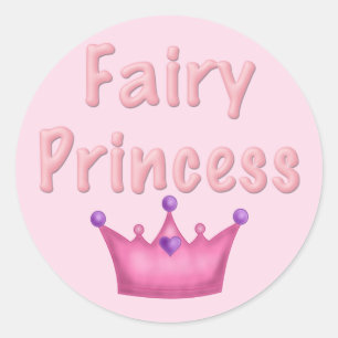 Sticker Rond Princesse Fée Couronne Rose