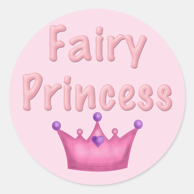 Sticker Rond Princesse Fée Couronne Rose (Devant)