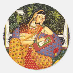 Sticker Rond PRINCESSE INDIENNE vintage