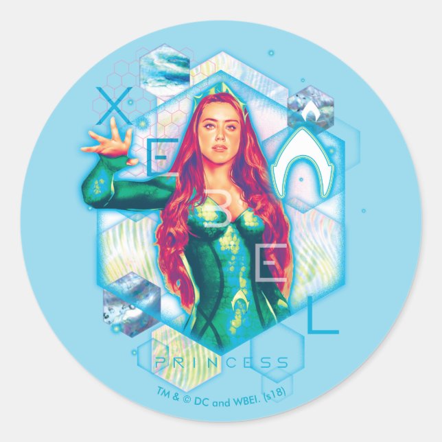 Sticker Rond Princesse Mera Hexagonal Graphic d'Aquaman | Xebel (Devant)