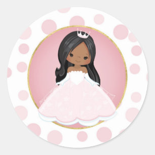 Sticker Rond Princesse rose d'Afro-américain