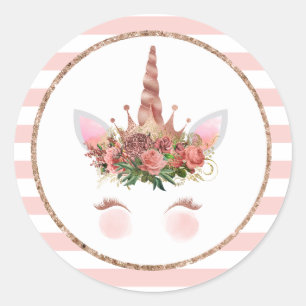 Sticker Rond Princesse rose d'Unicorne