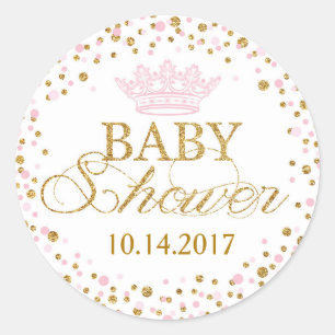 Sticker Rond Princesse royale baby shower de rose de parties