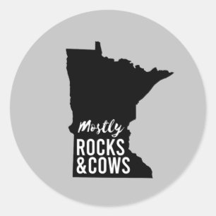 Sticker Rond Principalement rochers et vaches drôle Minnesota