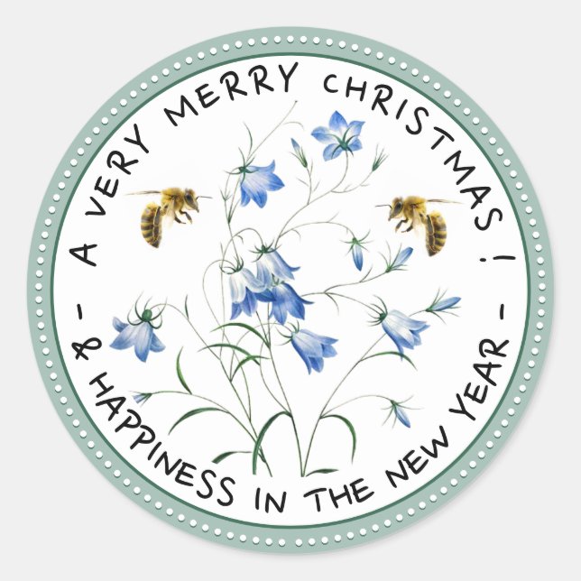 Sticker Rond Printemps Bluebells pas hiver Sleighbells Noël (Devant)