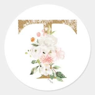 Sticker Rond Printemps été mariage MONOGRAM T