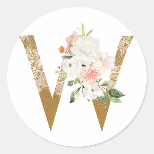 Sticker Rond Printemps été mariage MONOGRAM W